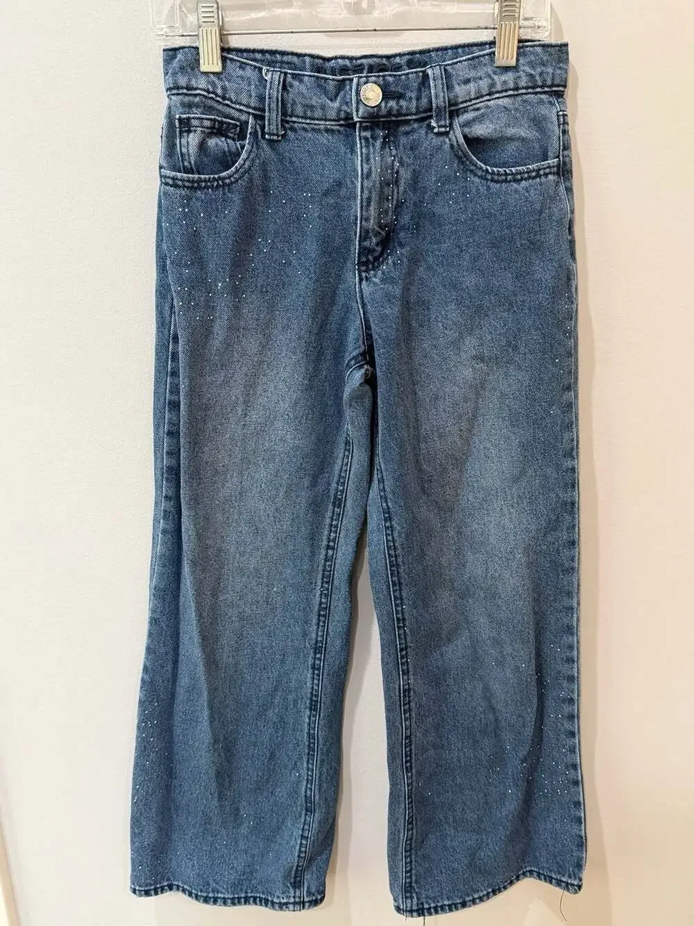 Justice Girls Wide Leg Jeans with Rhinestuds Size 8